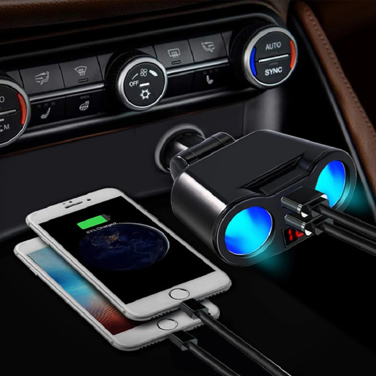 Car Charger 3.1A 2 Ports USB Car Charge 30W Quick chargers with LED Display Car Charger Adapter For iPhone Xiaomi Huawei MP3 DVR