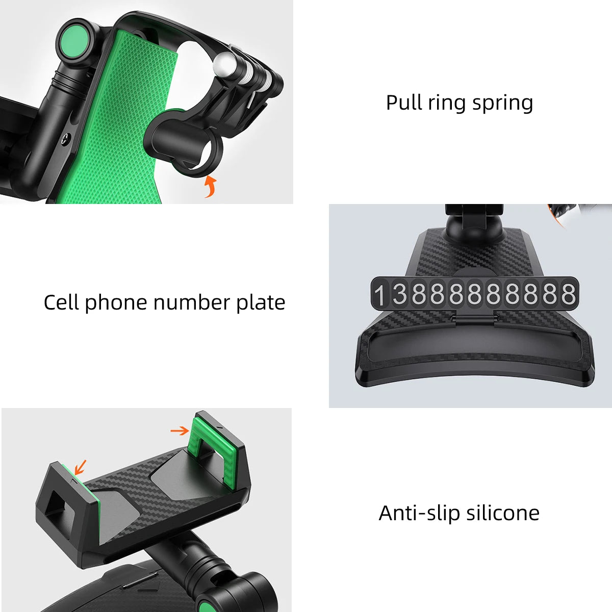 Car Dashboard Cell Phone Holder 1260 Degree Rotatable Phone Number The Car Phone Holder For iPhone 13 Mobile Phone Stand Support