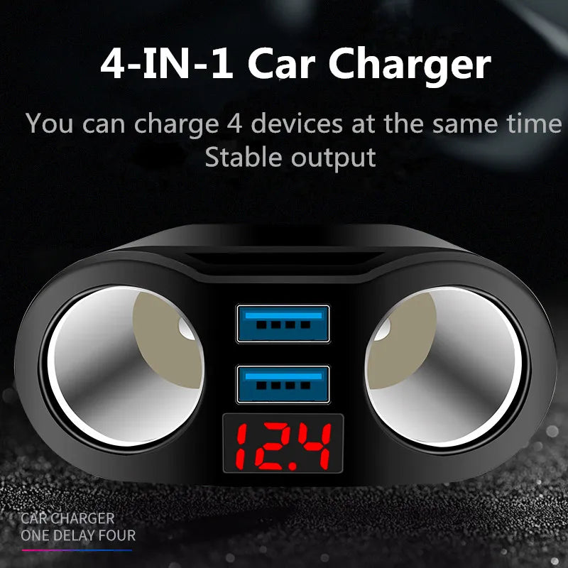Car Charger 3.1A 2 Ports USB Car Charge 30W Quick chargers with LED Display Car Charger Adapter For iPhone Xiaomi Huawei MP3 DVR