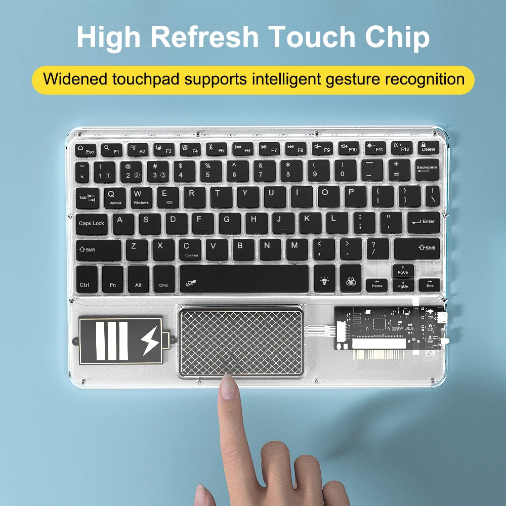 Wireless Keyboard with Touchpad, Ultra-Slim Portable Bluetooth Rechargeable Keyboard,Wireless Keyboard for iOS Android Windows