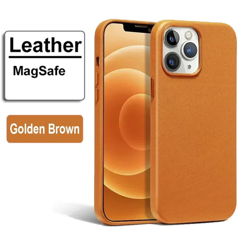 Official MagSafe Leather Case for iPhone 16 Pro Max 13 12 14 15 Plus Original Strong MacSafe Magnetic Cover Accessories