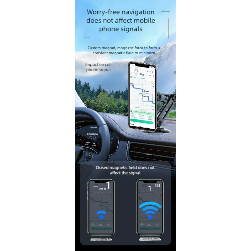Car Accessories Magsafe Strong Magnetic Floating Extendable Car Phone Navigation Dashboard Rotatable Magnetic Absorption Holder