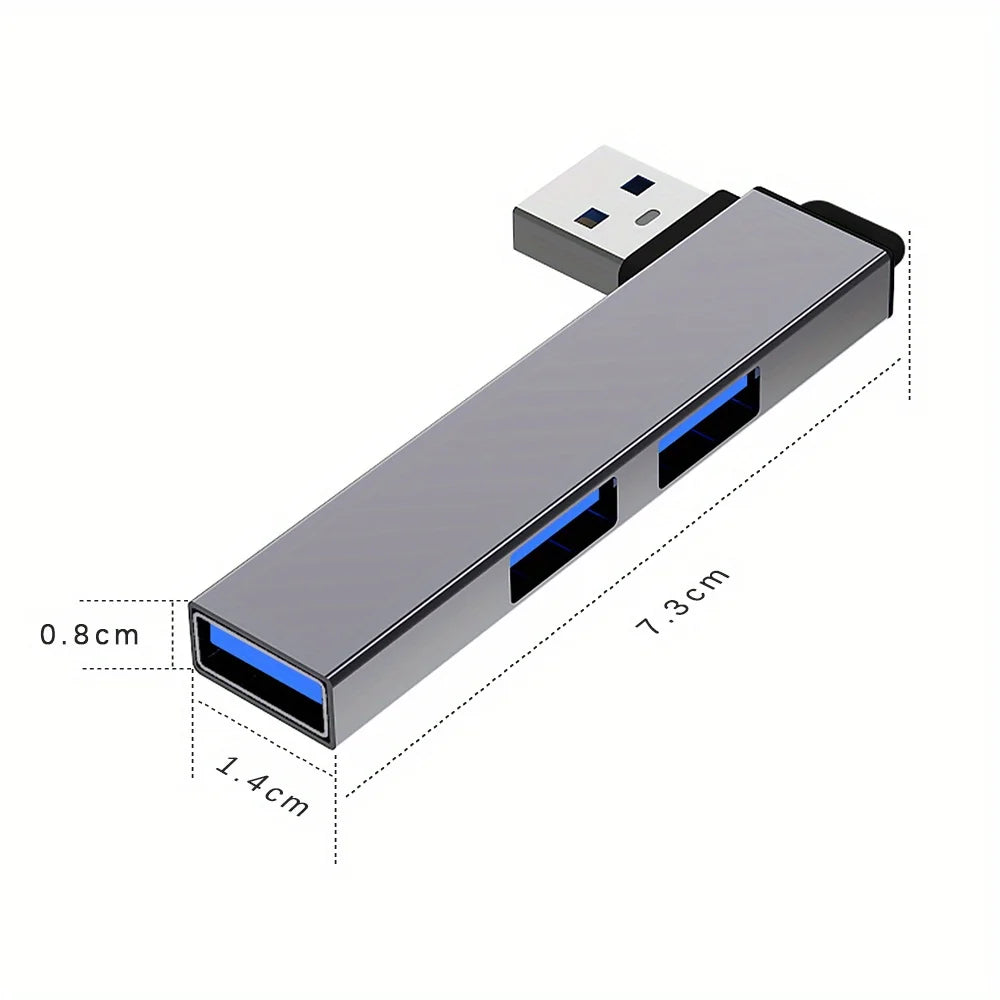 USB Hub, 3-Port Aluminum USB Hub with USB 2.0 Port and USB 3.0 Port, USB Splitter, USB Extender for Laptop, PC, Flash Drive, HDD