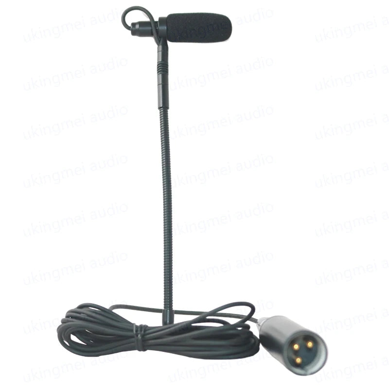 Clip-On Musical Instrument Microphone for Piano Guitar Saxophone Violin Cello Phantom Power Input Flexible Gooseneck Microphone