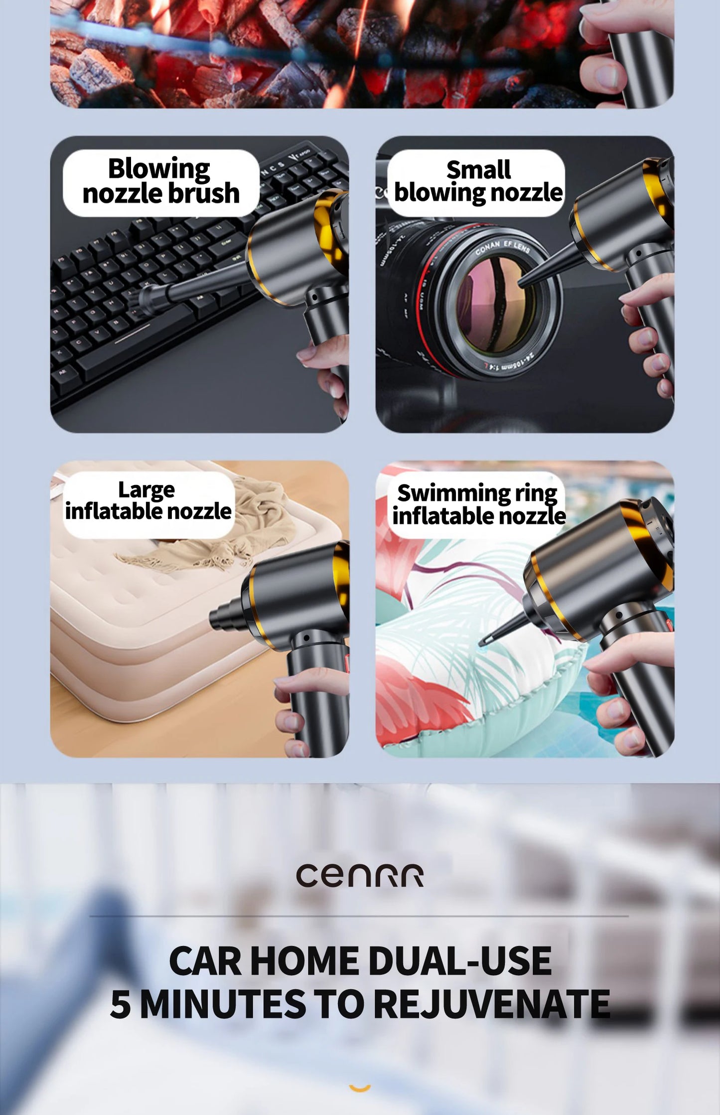 CENRR Mini Car Vacuum Cleaner Cordless Powerful Wireless Car Cleaner HandHeld Portable Vacuum Cleaner Cleaning Machine