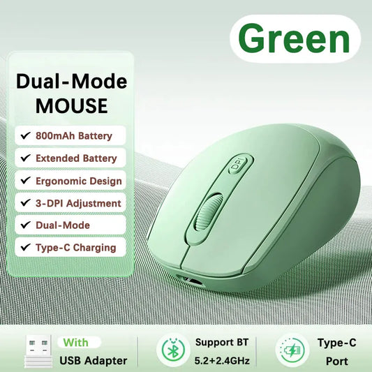 Wireless Mouse, Ergonomic Bluetooth-compatible with 2.4GHz Dual Mode Computer Mouse, with USB receiver, For Laptop PC Notebook