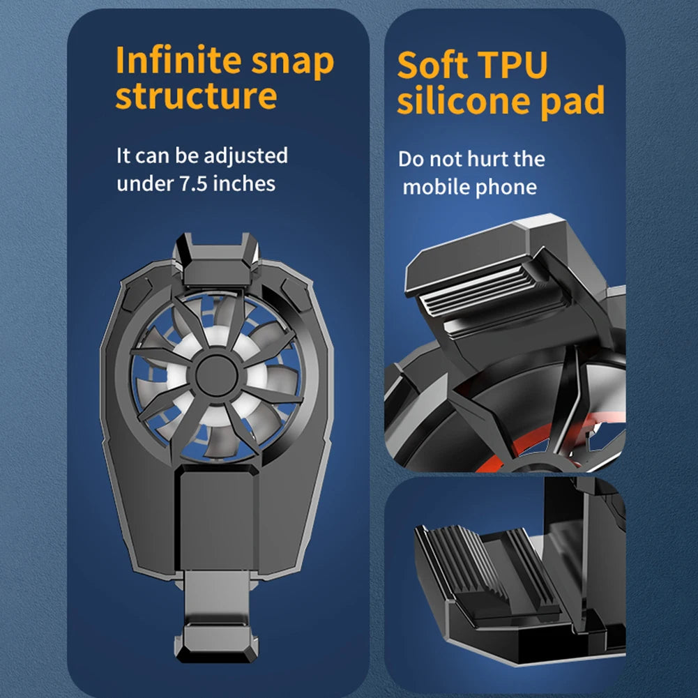 X52 Cooling Fans Mobile Phone Game Cooler System Rechargeable Battery Silent Cooler Three Speed Adjustable Fans Gaming Radiator