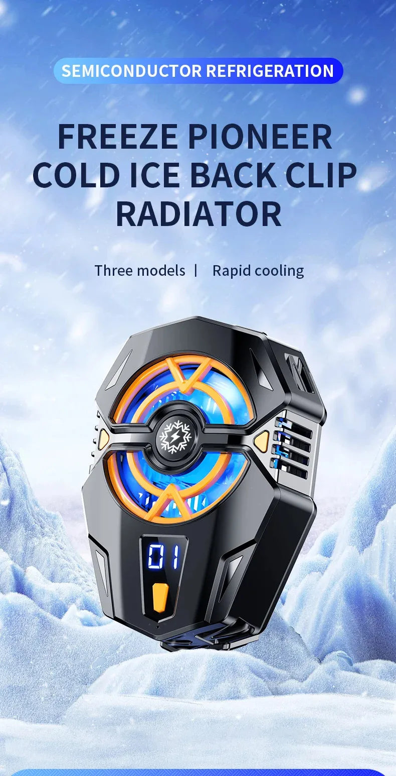 Cooler Gaming Universal Phone Cooling Fan 3 Modes Mobile Phone Radiator for iPhone 15 Android 4.5 to 7 inch Phone Live Streaming