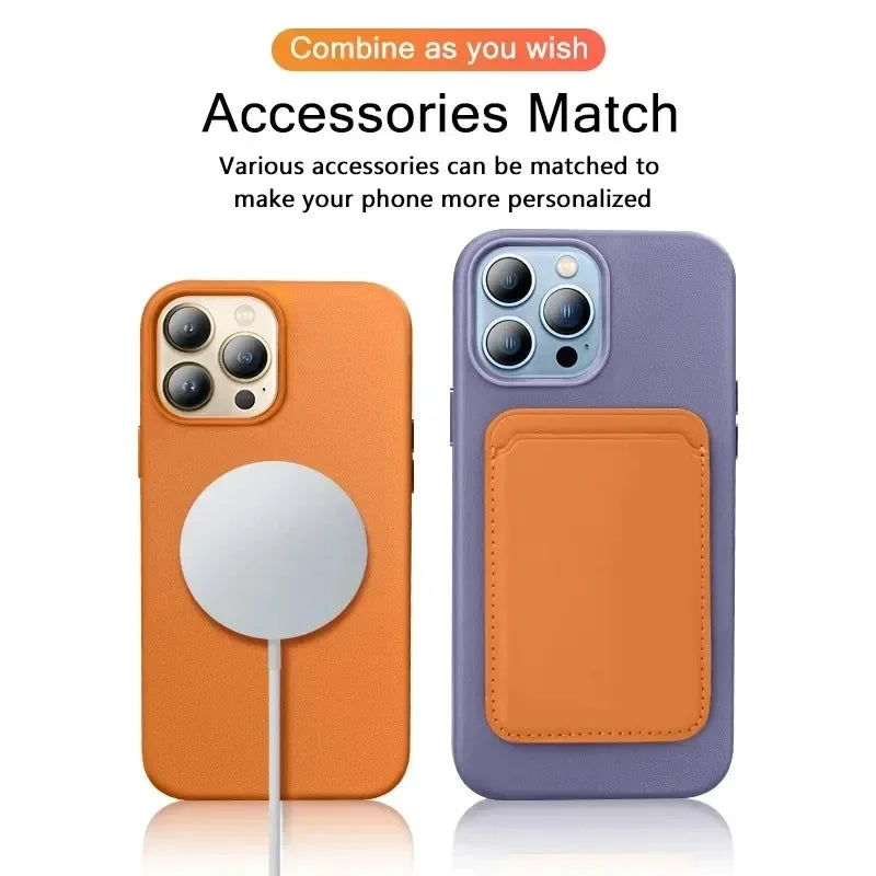 Official MagSafe Leather Case for iPhone 16 Pro Max 13 12 14 15 Plus Original Strong MacSafe Magnetic Cover Accessories