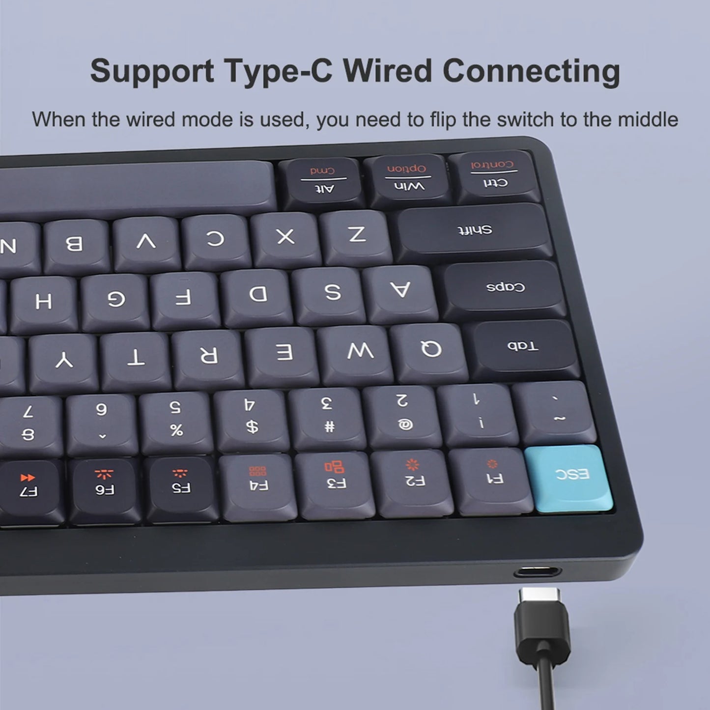 Wireless Mechanical Keyboard 84 Keys 2.4G+BT5.0+Type C 3 Connections 75% Low Profile Layout Keyboards RGB Light Effect