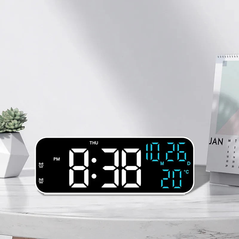 LED Digital Clock Temperature Date Week Display Desktop Clock 3 level Brightness Adjustment Voice Control Countdown Alarm Clock