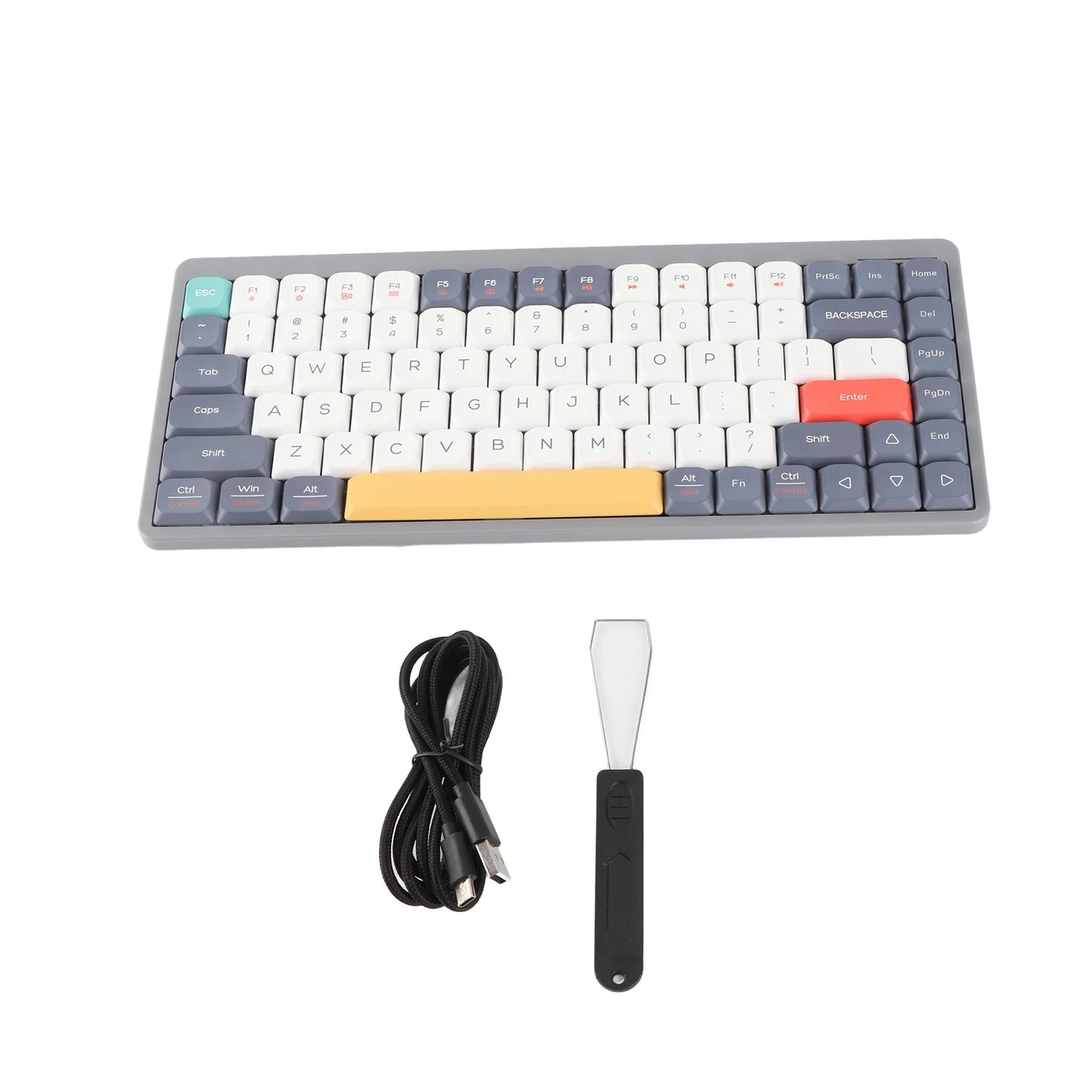 Wireless Mechanical Keyboard 84 Keys 2.4G+BT5.0+Type C 3 Connections 75% Low Profile Layout Keyboards RGB Light Effect