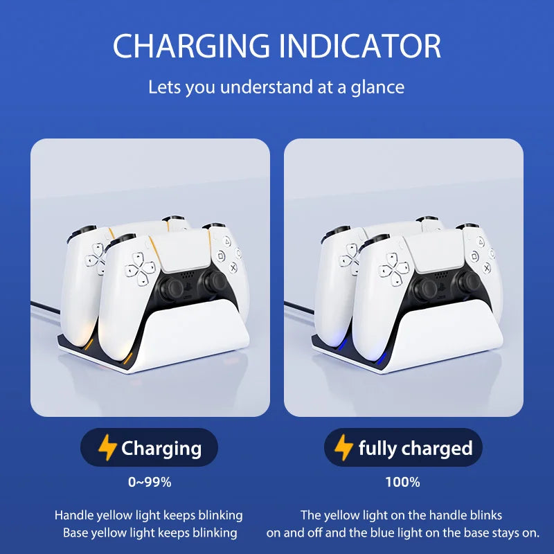 Fast Charging Dock for PS5 Controllers Dual Wireless Gamepad Charger Station PlayStation 5 Charging Stand Accessories