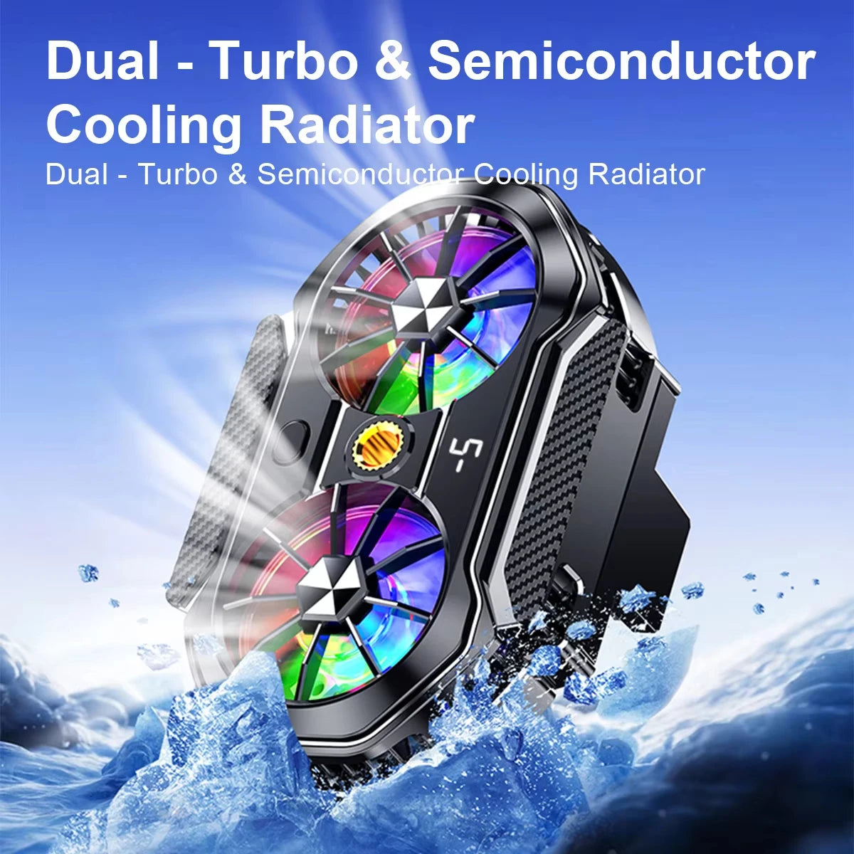 Mobile Phone Cooler Silent Semiconductor Dual Fan Cooling Phone Heating Outdoor Live Streaming Mobile Gaming E-Sports Cooling