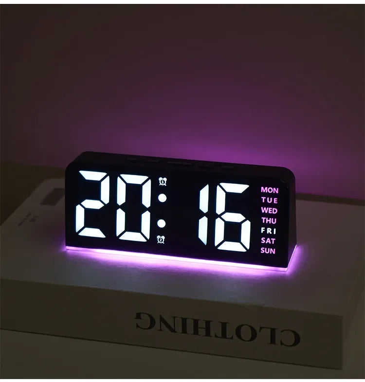 LED Digital Clock with Date, Temp, Alarm & Night Light - Multifunctional Desk Clock for Home, Office, Bedroom