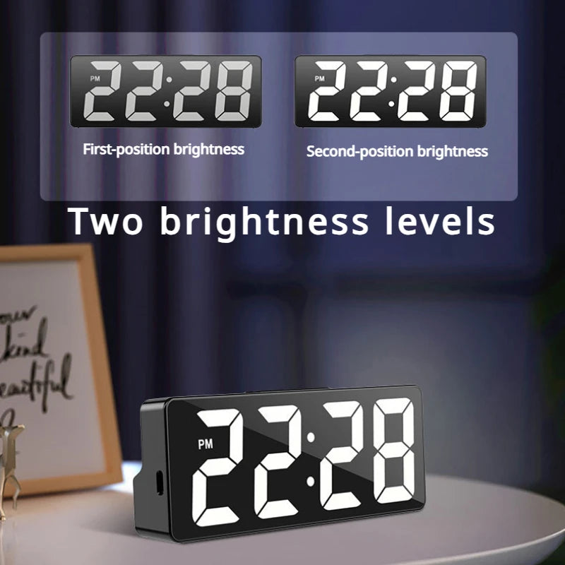 Digital Alarm Clock LED Large Digital Display Multi-Set Alarm Clock Features Desktop, LED Mirror Electronic Clocks