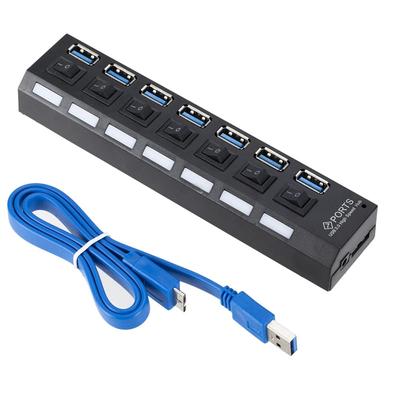 USB 3.0 Hub USB HUB Splitter Multi USB 3.0 Hub Multiple 4/7 Port Hub Splitter With Power Adapter Computer Accessories Hub For PC