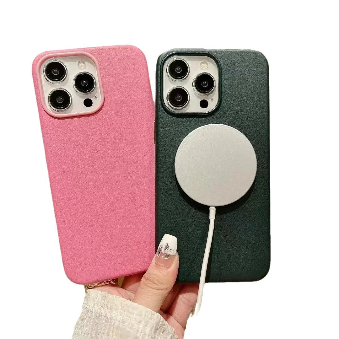 Official MagSafe Leather Case for iPhone 16 Pro Max 13 12 14 15 Plus Original Strong MacSafe Magnetic Cover Accessories