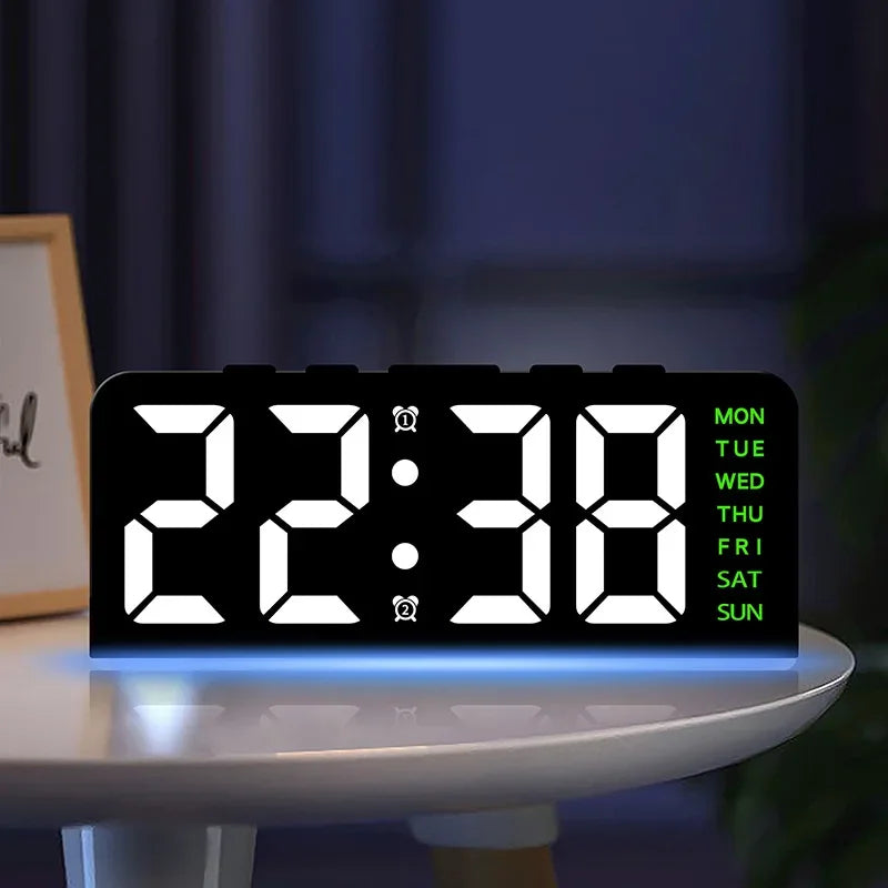 LED Digital Clock with Date, Temp, Alarm & Night Light - Multifunctional Desk Clock for Home, Office, Bedroom