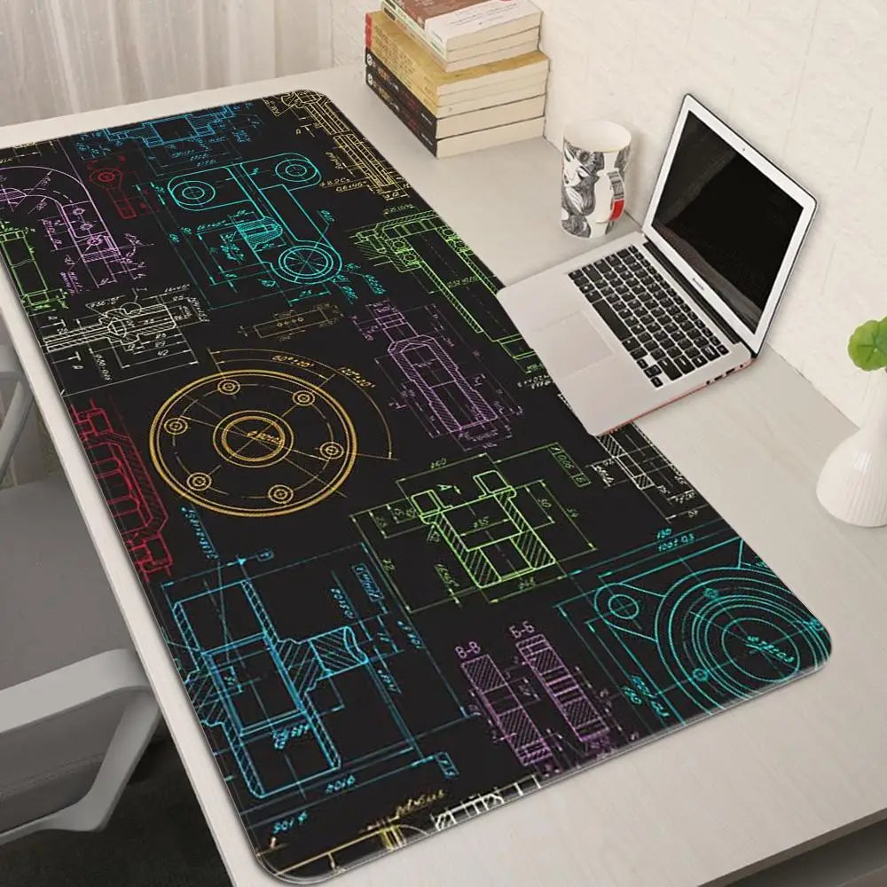 Mouse Pad Gaming Accessory Mechanical Drawings Home Large HD Mousepad XXL MousePads Natural Rubber Carpet Non-Slip Table Mat