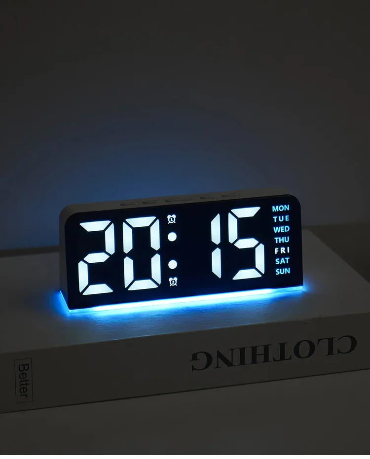LED Digital Clock with Date, Temp, Alarm & Night Light - Multifunctional Desk Clock for Home, Office, Bedroom