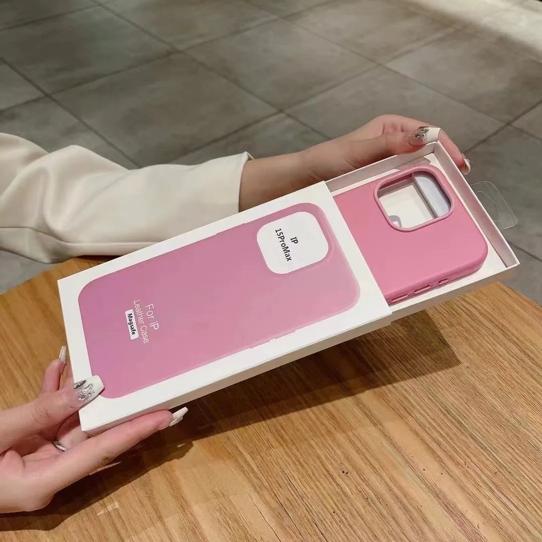 Official MagSafe Leather Case for iPhone 16 Pro Max 13 12 14 15 Plus Original Strong MacSafe Magnetic Cover Accessories