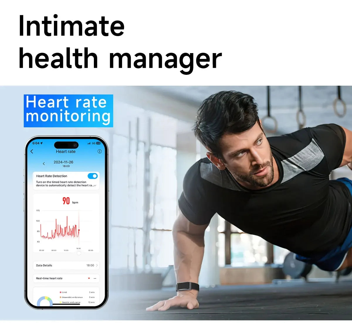 2026 Smart Wristband Wearable Fitness Multi-Sport All-Day Automatic Continuous Monitoring Health Data Improve Sleep Smartwatch