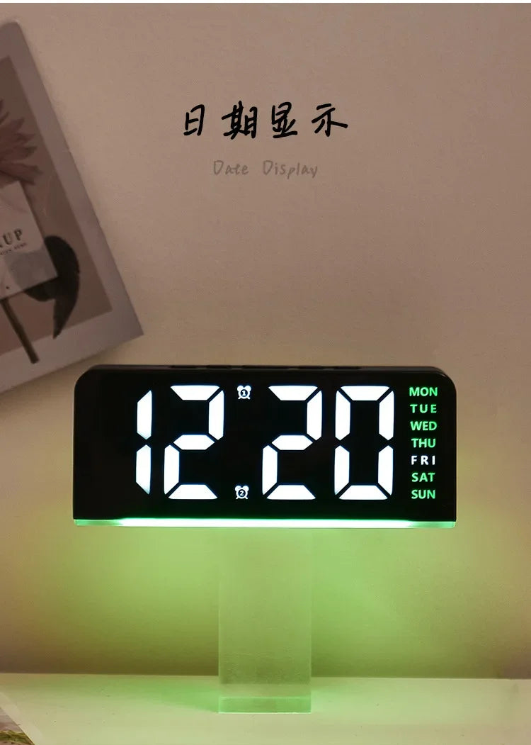 LED Digital Clock with Date, Temp, Alarm & Night Light - Multifunctional Desk Clock for Home, Office, Bedroom