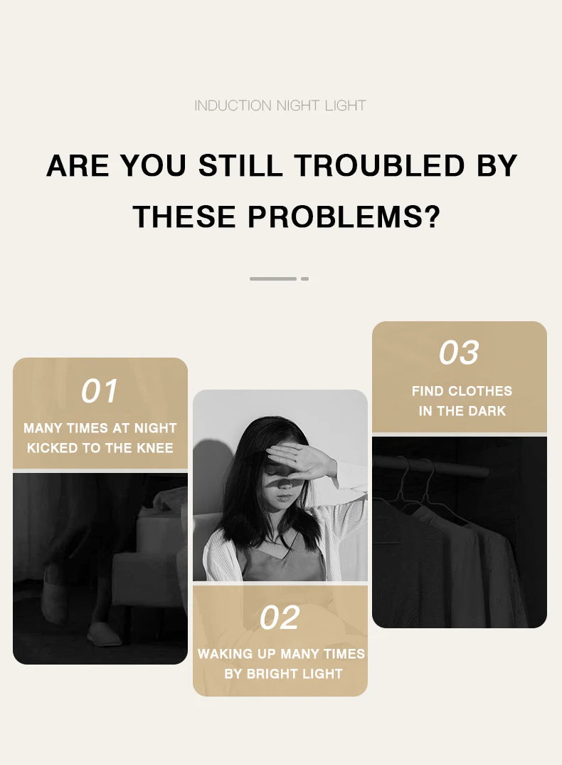 Motion Sensor LED Night Light USB Rechargeable Night Lamp for Kitchen Bedroom Stairs Hallway Cabinet Light Wireless Closet Light