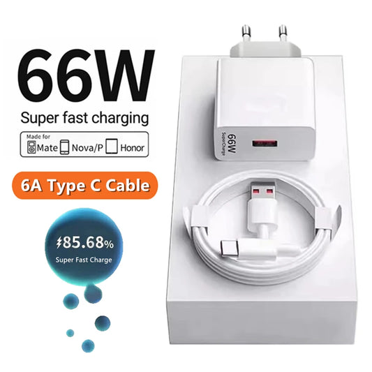 6A 66W Super Fast Charger Type C Cable 40 50 60 P50 P60 Nova 8 9 10 Honor 50 70 90 100 200 Lite X7 X8 X9 Magic 5