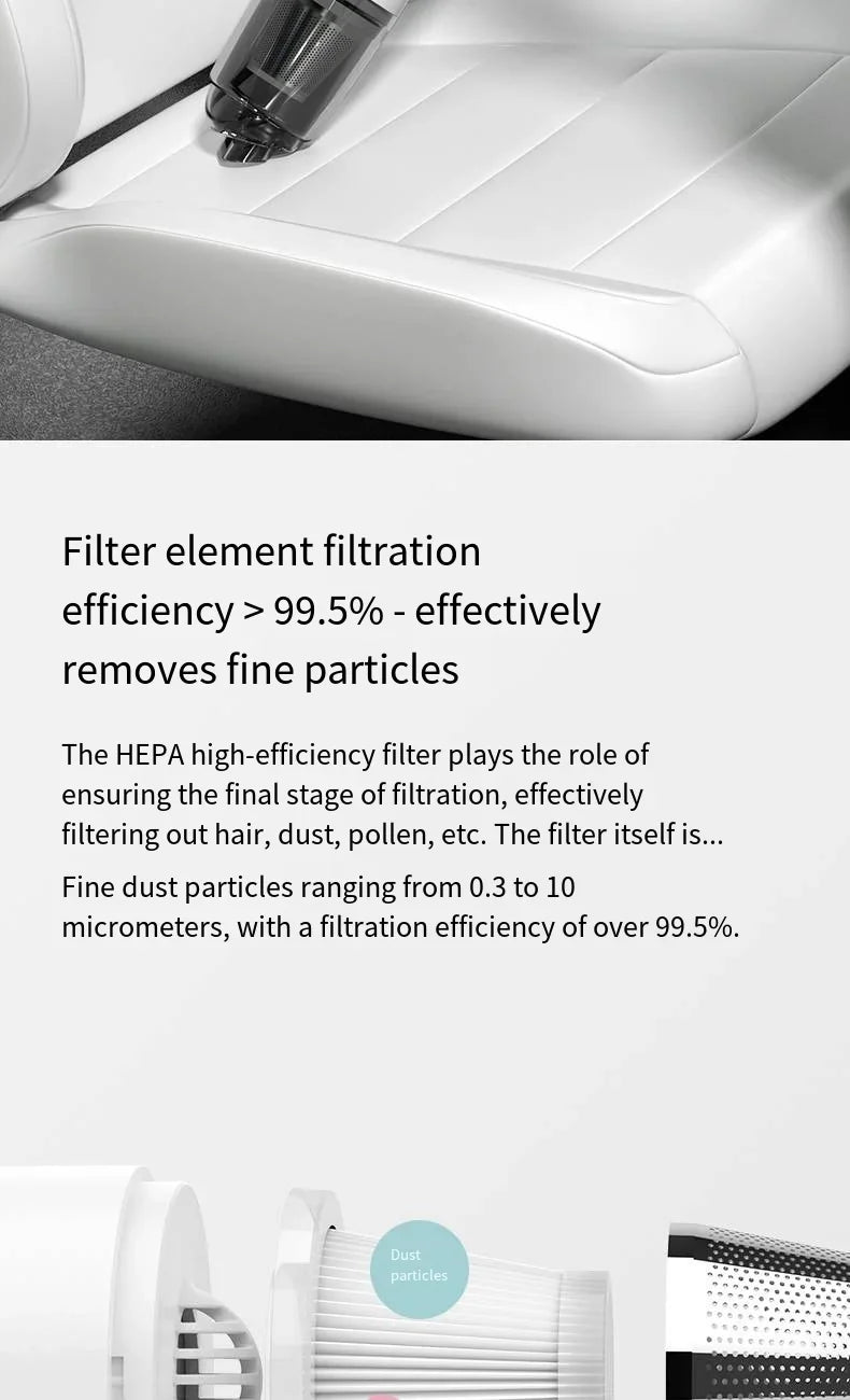 Vacuum Cleaner Mini Car Cleaning Powerful Suction Handheld Car Vacuum Cleaner Rechargeable for Car and Home Auto Vacuum Cleaner