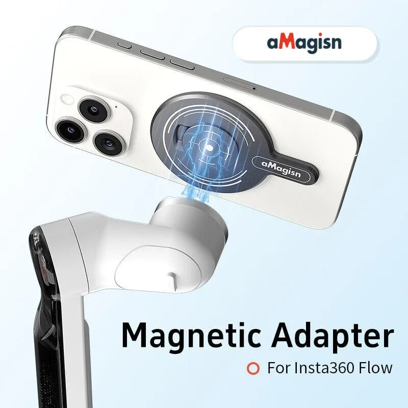 aMagisn for Insta360 Flow Powerful Magnetic Adapter for MagSafe Action Camera Magnetic Plate with Metal Ring Camera Accessories