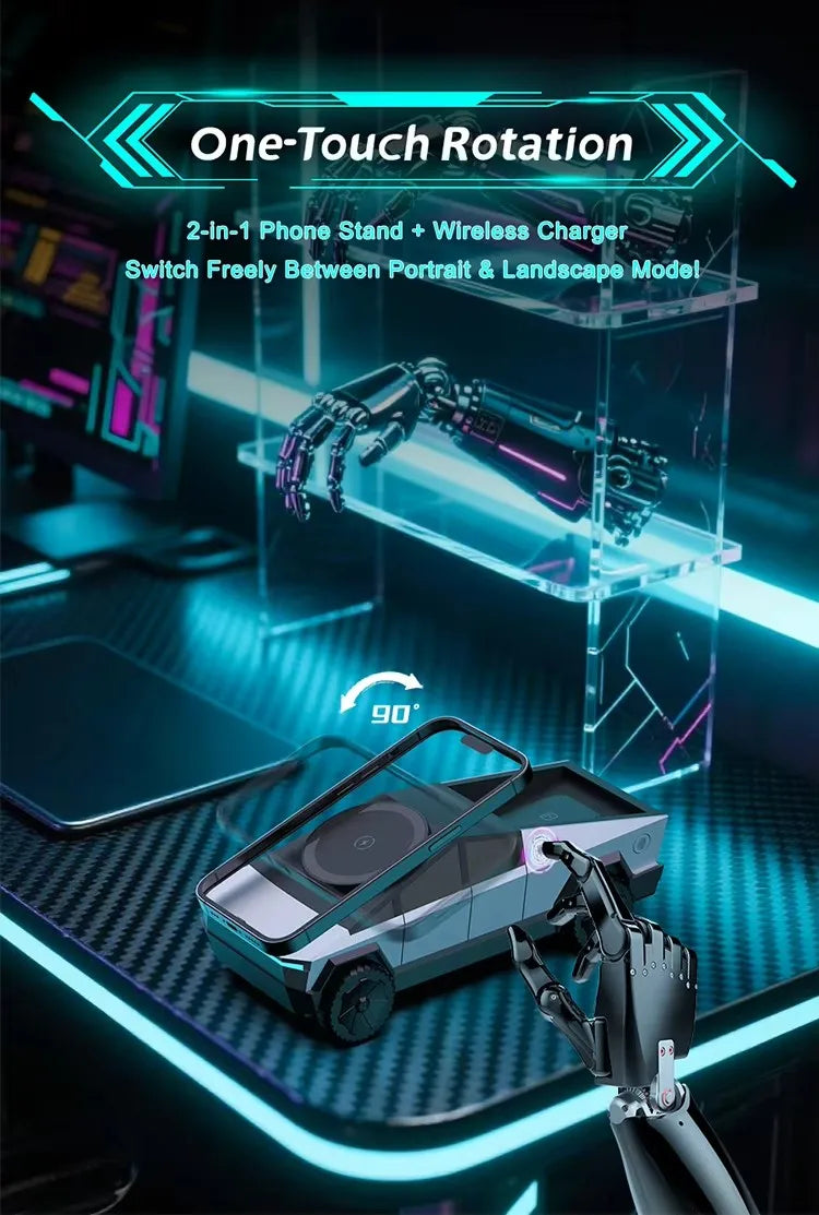 Cyberdock Desktop Stand Qi2 3-in-1 CyberDock Wireless Charging Station for IPhone17 16 15 14 Pro, AirPods, IWatch,Galaxy Watch