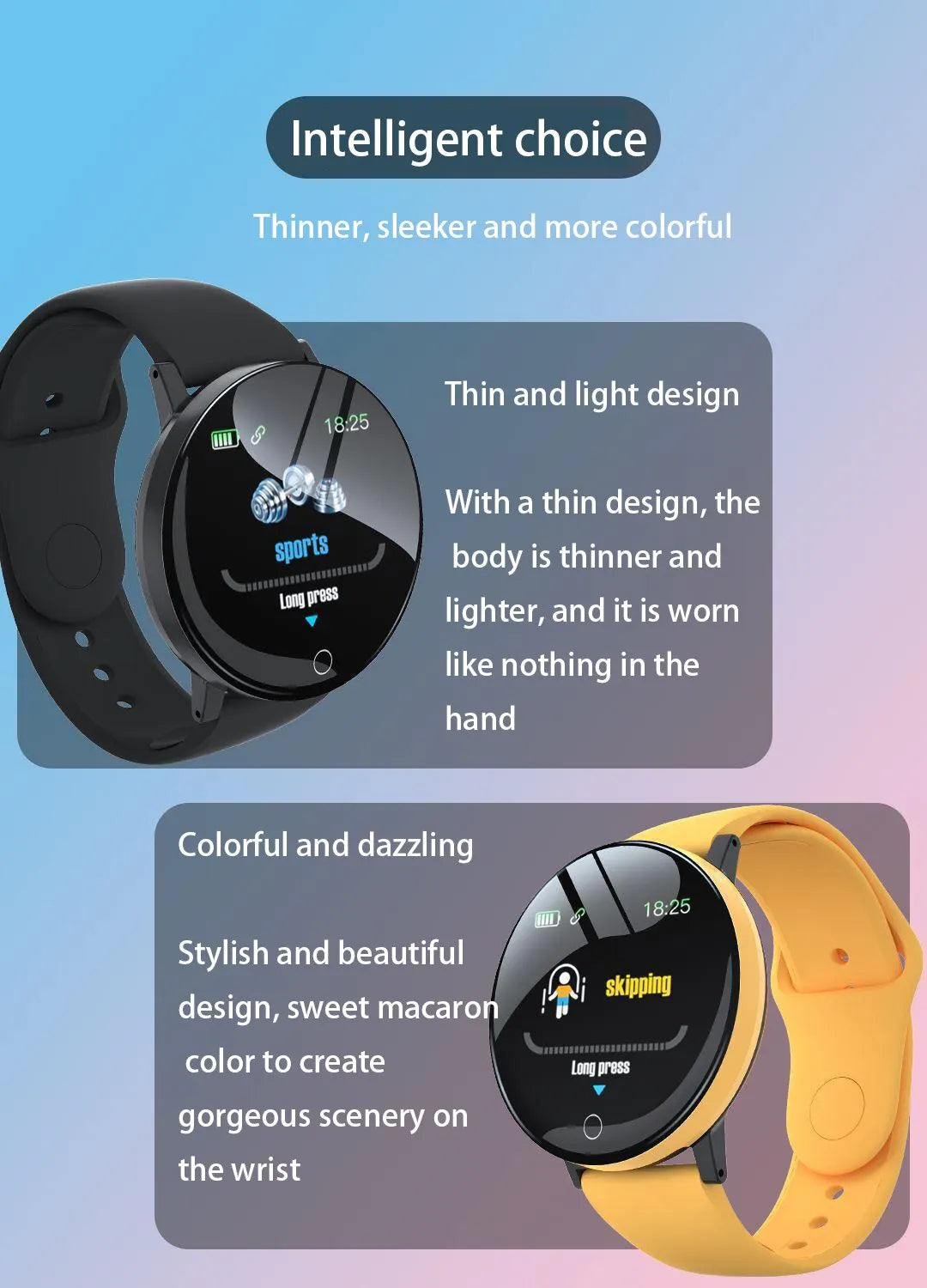 2025 New D18 Multifunctional Smart Watch Men & Women Bluetooth Connected Phone Music Fitness Sports Bracelet Sleep Monitor watch