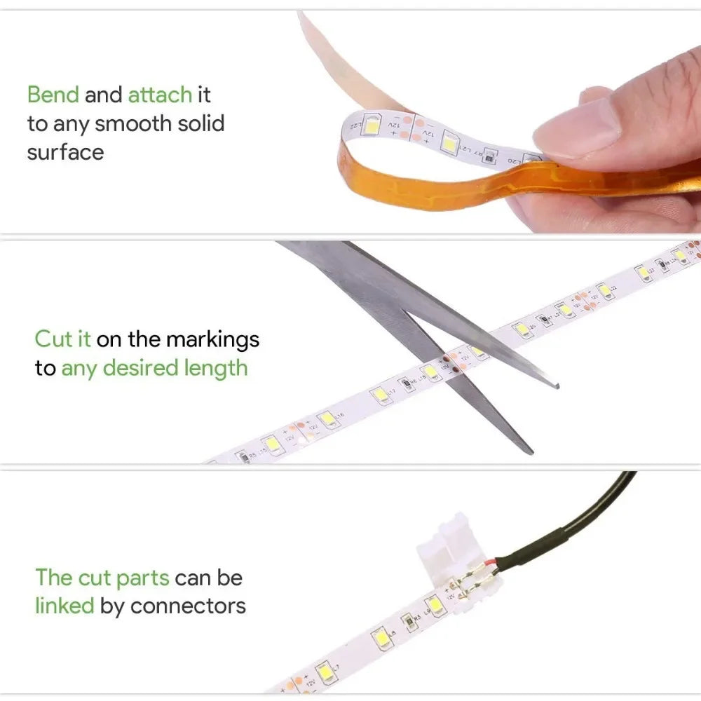 LED Strip Light 16.4FT 3AA Battery Power Flexible LED Light Strip DIY Home Decoration For TV Backdrop Bedroom Kitchen Lighting