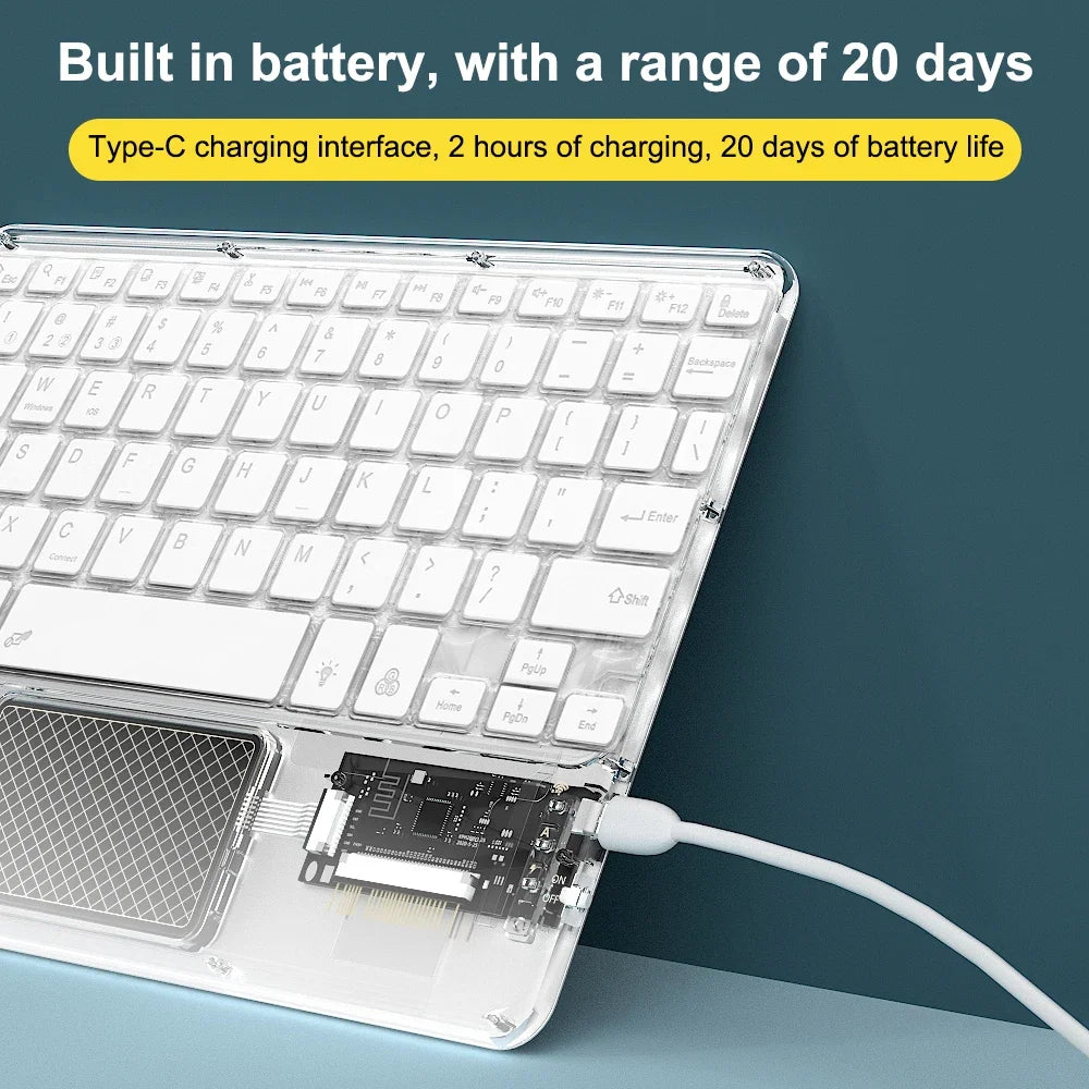Wireless Keyboard with Touchpad, Ultra-Slim Portable Bluetooth Rechargeable Keyboard,Wireless Keyboard for iOS Android Windows
