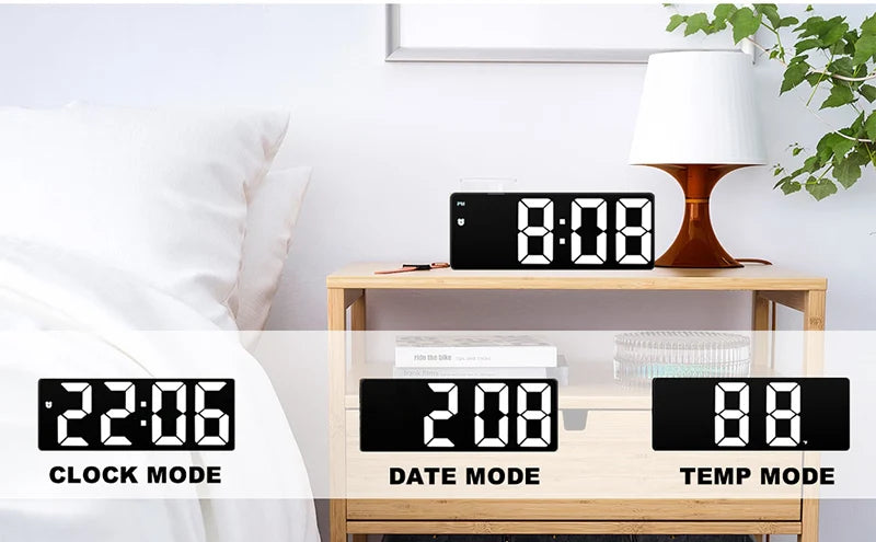 LED Digital Alarm Clock Portable Travel Clock for Bedroom Office  Kitchen Easy to Read Home Decor Battery Mains Powered