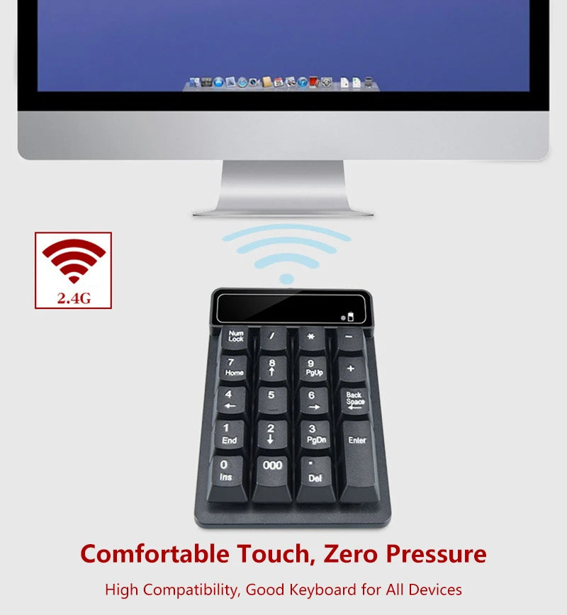 Wireless Digital Keypad With Mechanical Feel 19 Keys 2.4G Mini Keyboard Waterproof Ergonomic Multi System Compatibility Keyboard