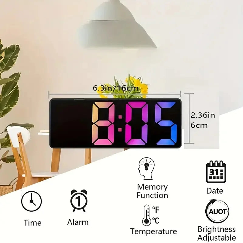 LED Digital Clock Saving Energy Alarm Clock Electronic Desktop Clock With Temperature Display Adjustable Brightness 12/24 Hours