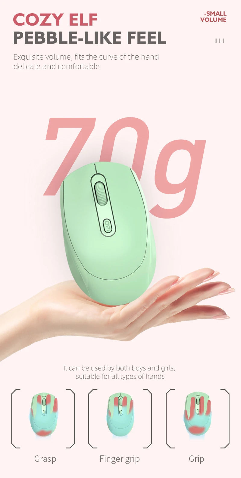 Wireless Mouse, 2.4G Ergonomic Optical Mouse, Computer Mouse for Laptop, PC,Chromebook,Notebook,Battery Small Cordless Mice