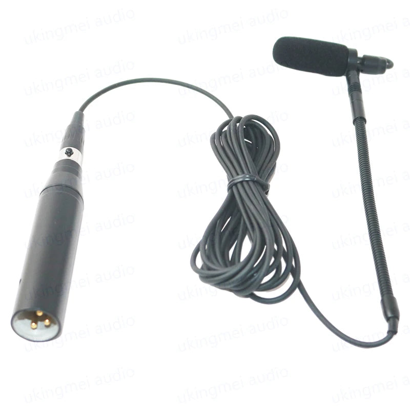 Clip-On Musical Instrument Microphone for Piano Guitar Saxophone Violin Cello Phantom Power Input Flexible Gooseneck Microphone