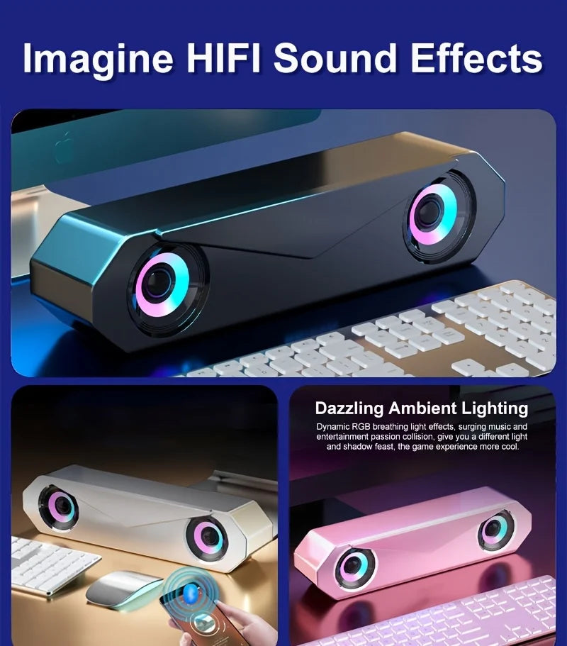 Bluetooth Speaker USB Wired Speaker Computer Soundbar Stereo Surround Subwoofer for Pc Laptop Theater Surround Audio System