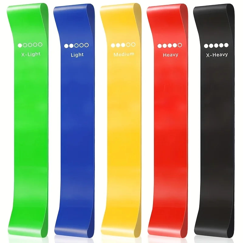 5Pcs Resistance Bands, Exercise Bands, Full Body Fitness Bands, Hips, Legs, Arms, Stretching, Home Gym, Fitness, Yoga and Pilates Stretching Bands