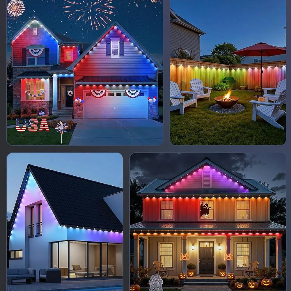 Smart LED Permanent Outdoor Light, 300ft 180LEDs RGBIC Eaves Lights, IP67 Waterproof for New Year and Christmas Home Decor