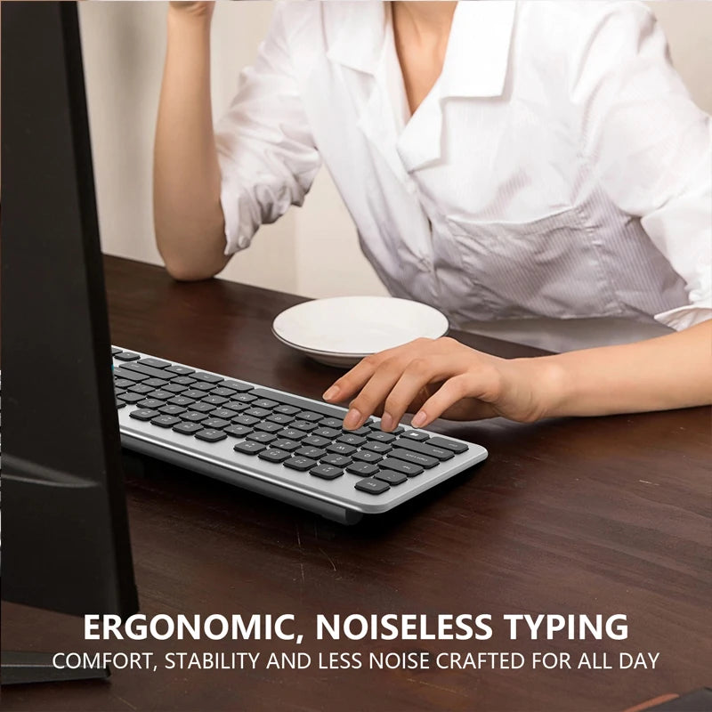 Wireless Keyboard 104 Keys,English,Rechargeable USB Type C,Low Profile Keycaps,Silent Keyboard,Office Slim Design for Laptops