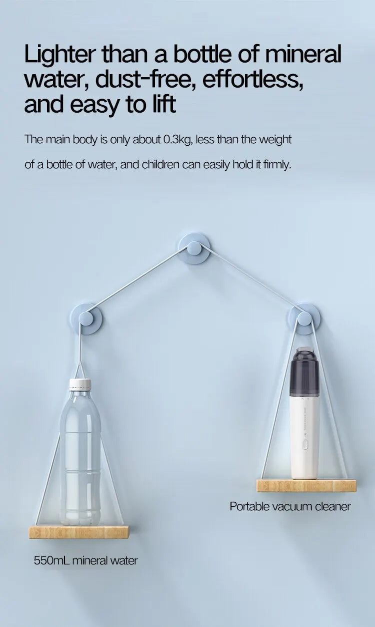 Vacuum Cleaner Mini Car Cleaning Powerful Suction Handheld Car Vacuum Cleaner Rechargeable for Car and Home Auto Vacuum Cleaner