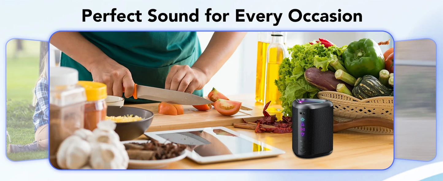 Bluetooth Speaker,Portable Wireless Speaker,Louder Volume,Stereo Sound,24H Playtime, Bluetooth 5.4,Built-in Mic,for Home,Outdoor
