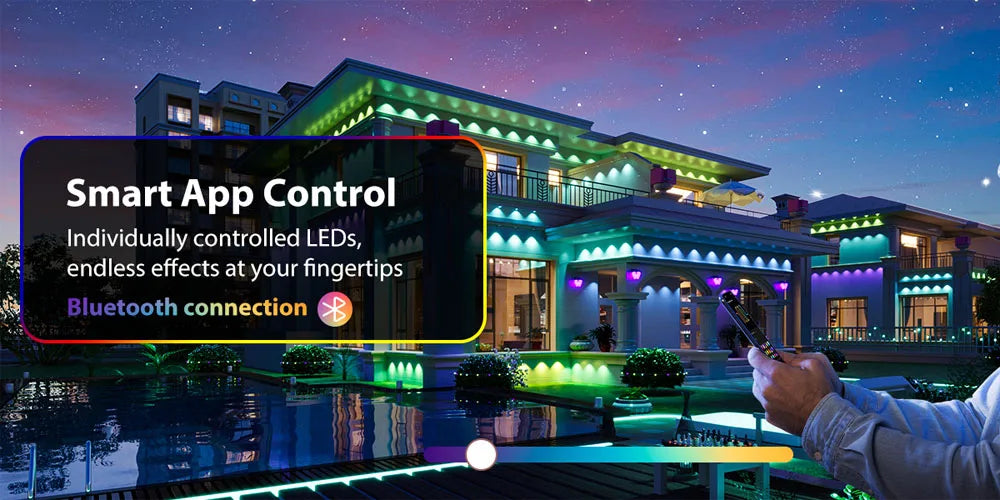 Smart LED Permanent Outdoor Light, 300ft 180LEDs RGBIC Eaves Lights, IP67 Waterproof for New Year and Christmas Home Decor