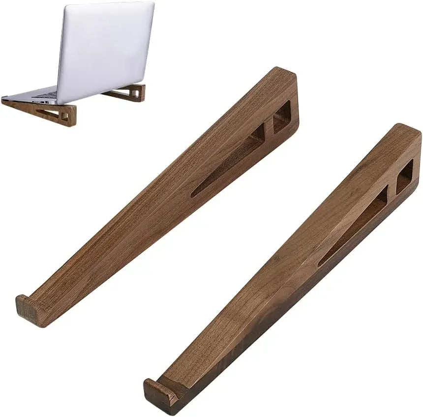 Laptop Stand for Desk Wooden Laptop Walnut Riser Holder Ventilated Stand with Silicone Pads for 10 to 17.3 Inch Notebook PC