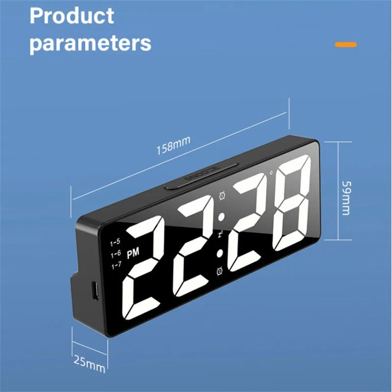 LED Digital Clock Saving Energy Alarm Clock Electronic Desktop Clock With Temperature Display Adjustable Brightness 12/24 Hours
